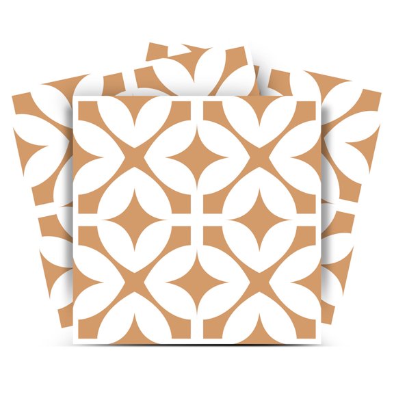 Mi Alma Trendy Pattern Brown White Tile Stickers - Removable Vinyl 4x4, 24 pcs
