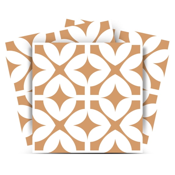 Mi Alma Trendy Pattern Brown White Tile Stickers - Removable Vinyl 4x4, 24 pcs