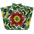 thumbnail image 1 of Mi Alma Vintage Flower Green/Yellow Tile Stickers - Removable Vinyl 4x4, 24 pcs, 1 of 11