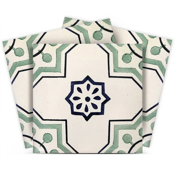 Mi Alma Vintage Mexican Green Tile Stickers - Removable Vinyl 4x4, 24 pcs