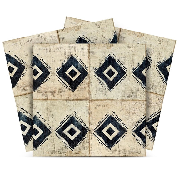 Mi Alma Vinyl Backsplash Decor - Beige Black Geometric Peel & Stick Tiles 6x6