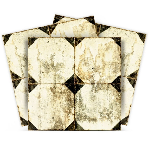 Mi Alma Vinyl Backsplash Decor - Black Brown Vintage Peel & Stick Tiles 6x6