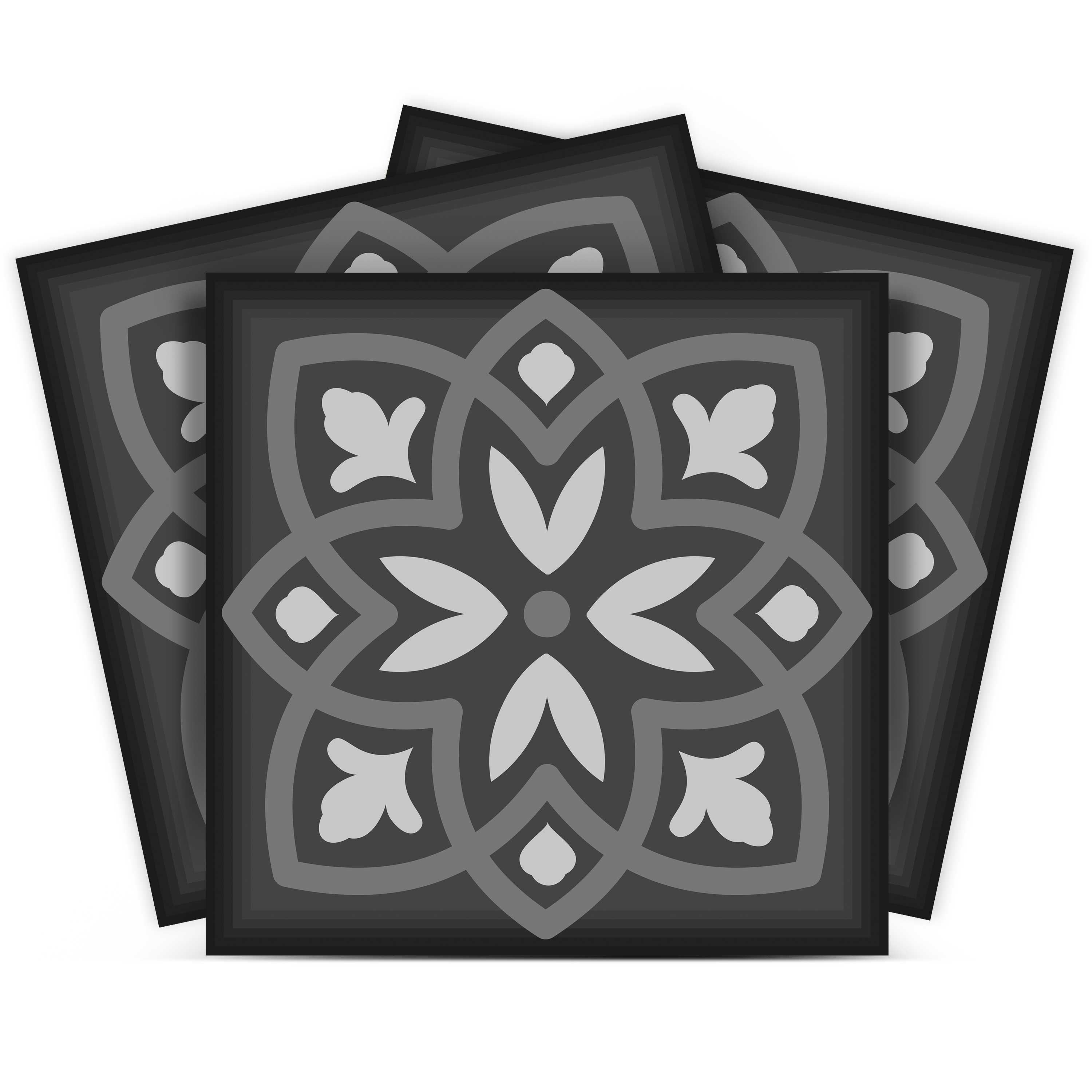 Mi Alma Vinyl Backsplash Decor - Black White Floral Peel & Stick Tiles 6x6
