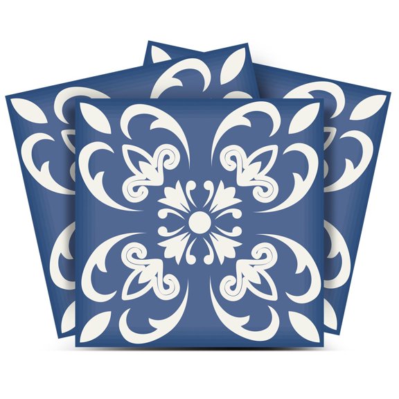 Mi Alma Vinyl Backsplash Decor - Blue Floral Peel & Stick Tiles 6x6