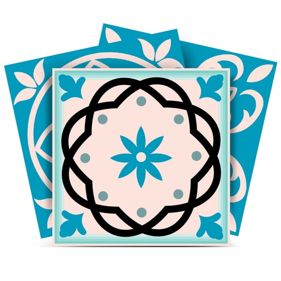 Mi Alma Vinyl Backsplash Decor - Blue Floral Peel & Stick Tiles 6x6