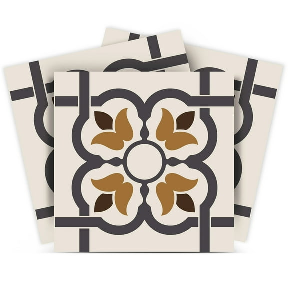 Mi Alma Vinyl Backsplash Decor - Brown Gray Floral Peel & Stick Tiles 6x6