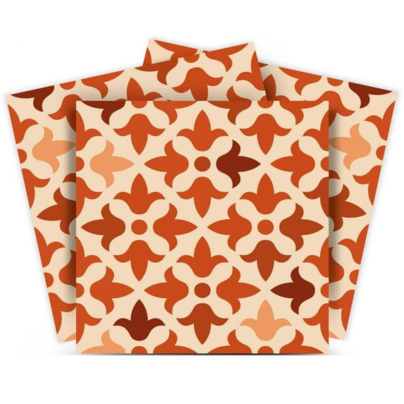 Mi Alma Vinyl Backsplash Decor - Brown Orange Shades Peel & Stick Tiles 6x6