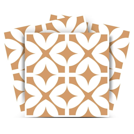 Mi Alma Vinyl Backsplash Decor - Brown White Trendy Pattern Peel & Stick Tiles 6x6