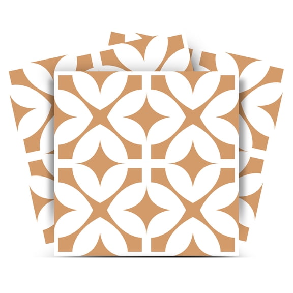 Mi Alma Vinyl Backsplash Decor - Brown White Trendy Pattern Peel & Stick Tiles 6x6