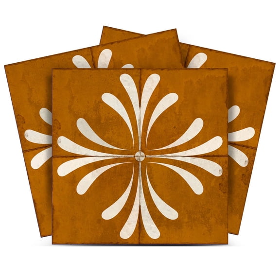 Mi Alma Vinyl Backsplash Decor - Dark Brown Vintage Flower Peel & Stick Tiles 6x6