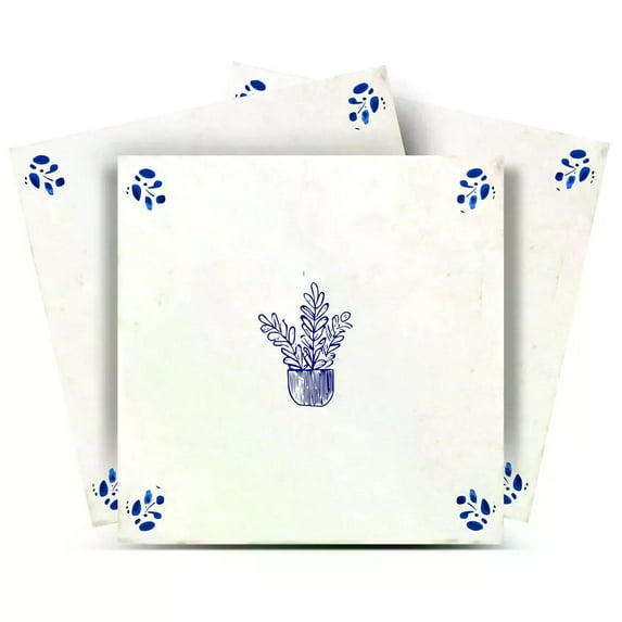 Mi Alma Vinyl Backsplash Decor - Flower Blue Peel & Stick Tiles 6x6