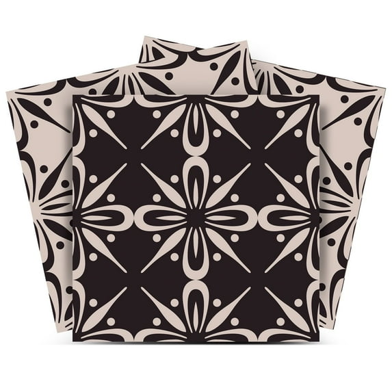 Mi Alma Vinyl Backsplash Decor - Gray Black Floral Peel & Stick Tiles 6x6