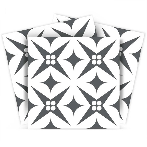 Mi Alma Vinyl Backsplash Decor - Gray Floral Peel & Stick Tiles 6x6