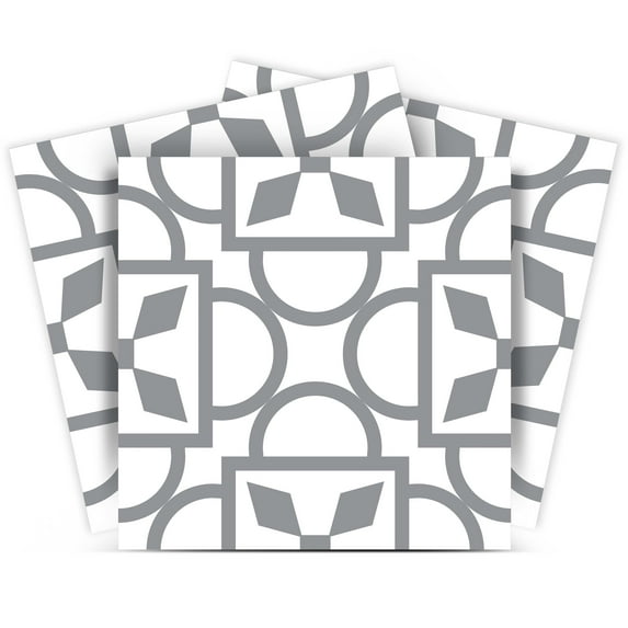 Mi Alma Vinyl Backsplash Decor - Gray White Abstract Peel & Stick Tiles 6x6