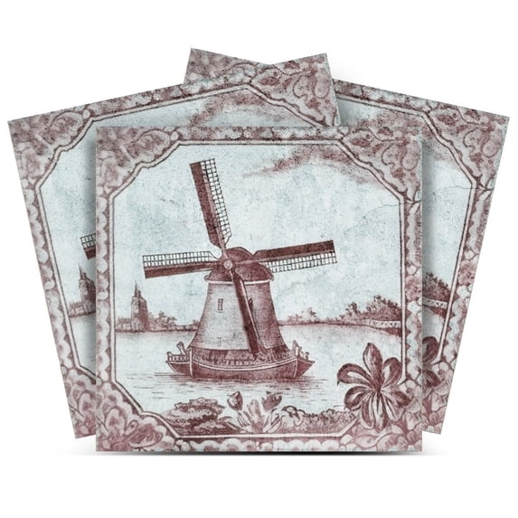 Mi Alma Vinyl Backsplash Decor - Gray Windmill Peel & Stick Tiles 6x6
