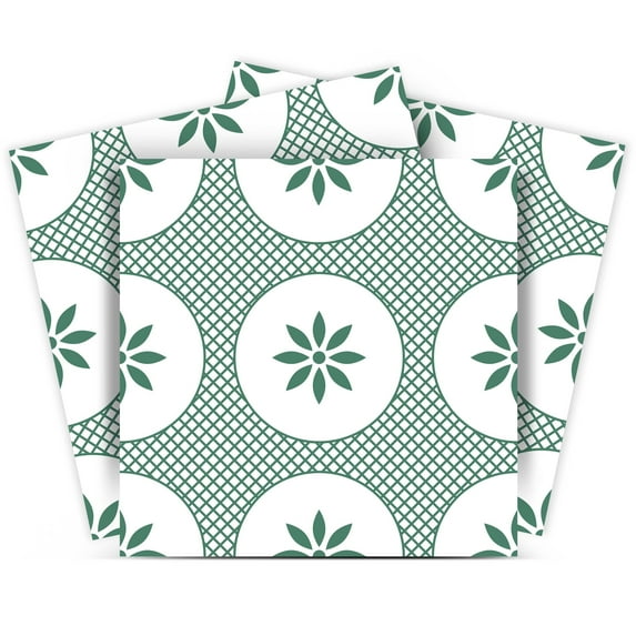 Mi Alma Vinyl Backsplash Decor - Green Floral Peel & Stick Tiles 6x6