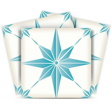 Mi Alma Vinyl Backsplash Decor - Light Blue Star Shaped Peel & Stick Tiles 6x6