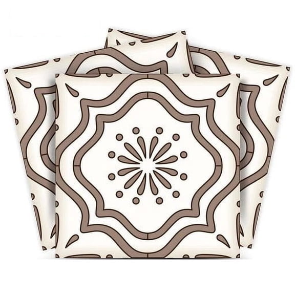 Mi Alma Vinyl Backsplash Decor - Light Brown Floral Peel & Stick Tiles 6x6