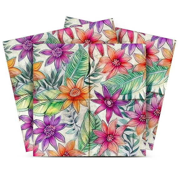 Mi Alma Vinyl Backsplash Decor - Pink Orange Floral Peel & Stick Tiles 6x6