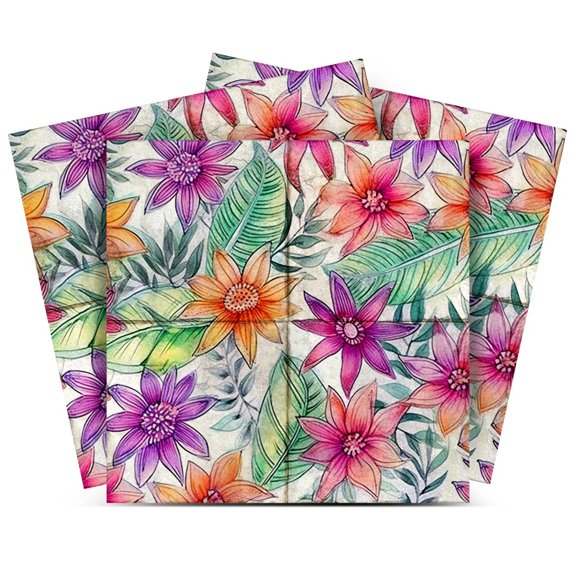 Mi Alma Vinyl Backsplash Decor - Pink Orange Floral Peel & Stick Tiles 6x6
