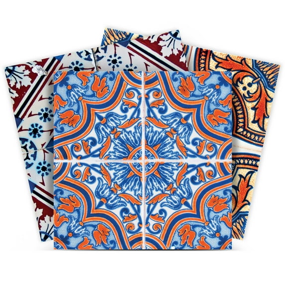 Mi Alma Vinyl Backsplash Decor - Red Brown Spanish Peel & Stick Tiles 6x6