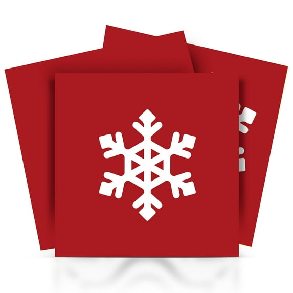 Mi Alma Vinyl Backsplash Decor - Red White Snowflake Peel & Stick Tiles 6x6