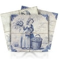 thumbnail image 1 of Mi Alma Vinyl Delft Peel and Stick Vintage D200 Backsplash Tile Stickers, Light Blue, 4" x 4" (24-Pack), 1 of 9