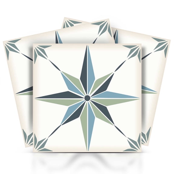 Mi Alma Vinyl Peel and Stick Star Shaped B62 Backsplash Tile Stickers, Dark Blue, 4" x 4" (24-Pack)