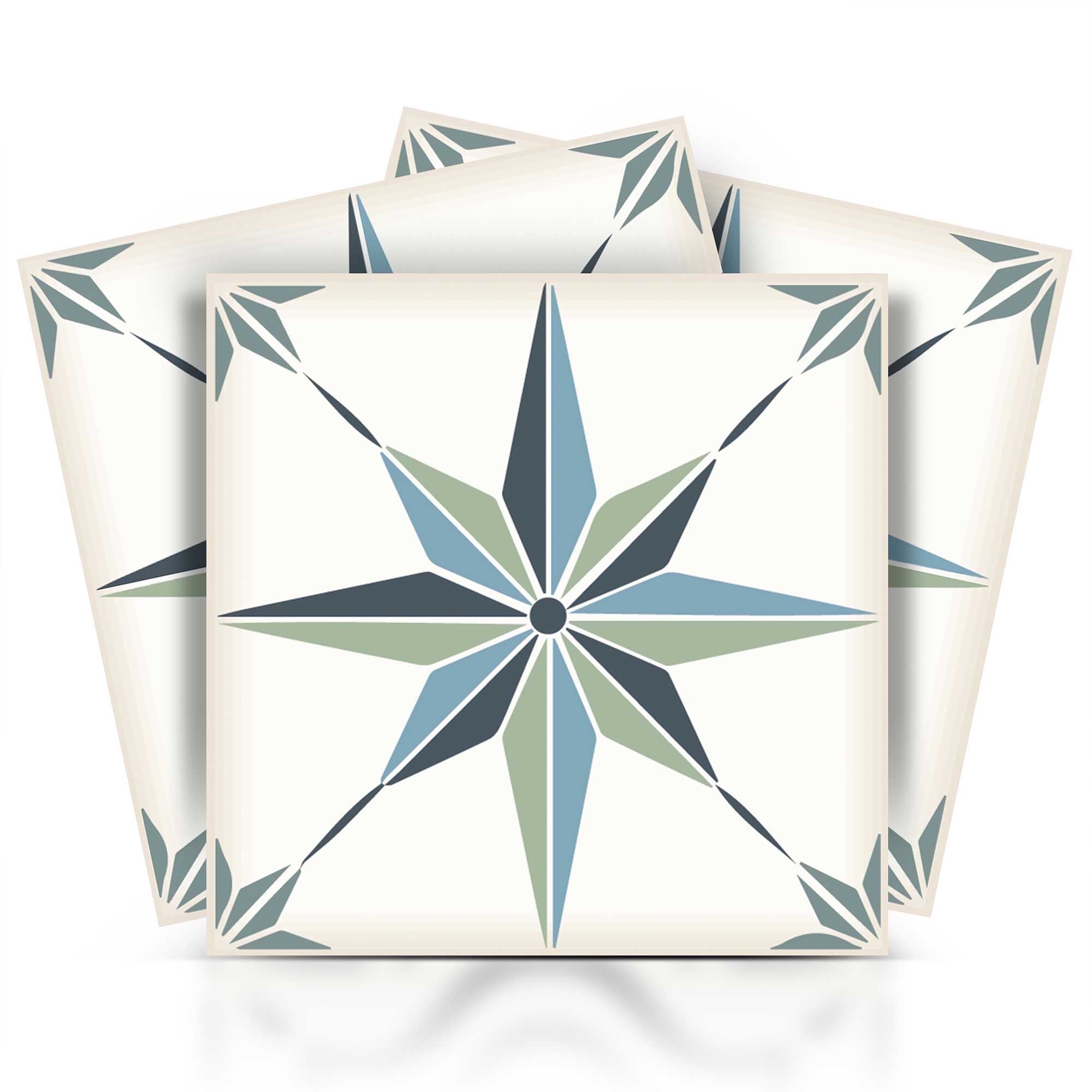 Mi Alma Vinyl Peel and Stick Star Shaped B62 Backsplash Tile Stickers, Dark Blue, 5" x 5" (24-Pack)