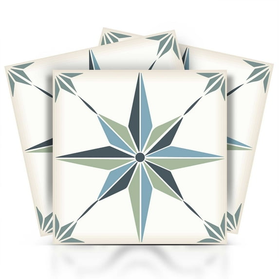 Mi Alma Vinyl Peel and Stick Star Shaped B62 Backsplash Tile Stickers, Dark Blue, 5" x 5" (24-Pack)