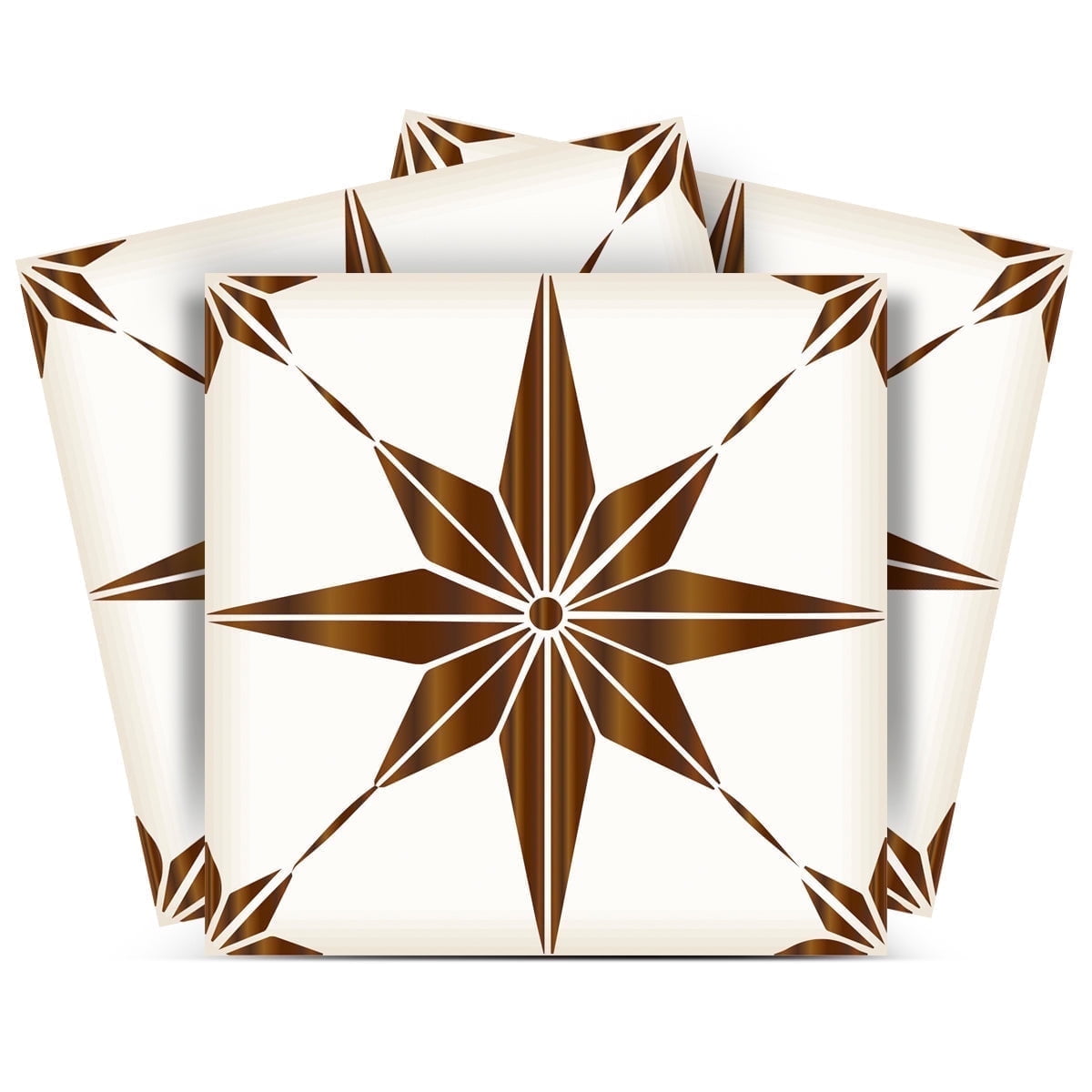 Mi Alma Vinyl Peel and Stick Star Shaped B67 Backsplash Tile Stickers, Brown, 4" x 4" (24-Pack)