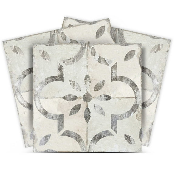 Mi Alma Vinyl Peel and Stick Vintage Rustic R20 Backsplash Tile Stickers, Gray, 4" x 4" (24-Pack)