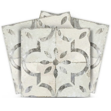 Mi Alma Vinyl Peel and Stick Vintage Rustic R20 Backsplash Tile Stickers, Gray, 5" x 5" (24-Pack)
