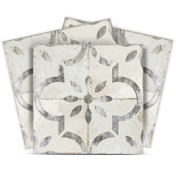 Mi Alma Vinyl Peel and Stick Vintage Rustic R20 Backsplash Tile Stickers, Gray, 5" x 5" (24-Pack)