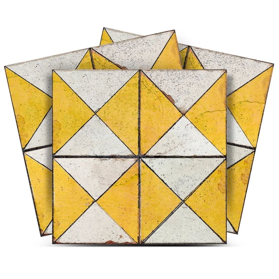 Mi Alma Yellow Triangular Peel & Stick Tiles - Vinyl Backsplash 8x8