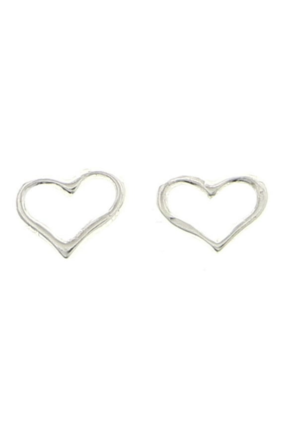 925 Sterling Silver Heart Stud-Earrings Silver