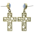 thumbnail image 1 of Mi Amore AB Finish Cross Drop-Dangle-Earrings Gold-Tone & Blue, 1 of 2
