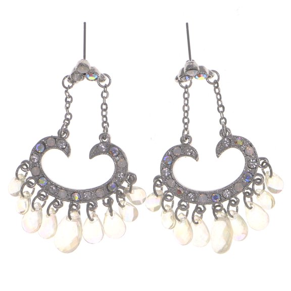 Mi Amore AB Finish Dangle-Earrings Silver-Tone