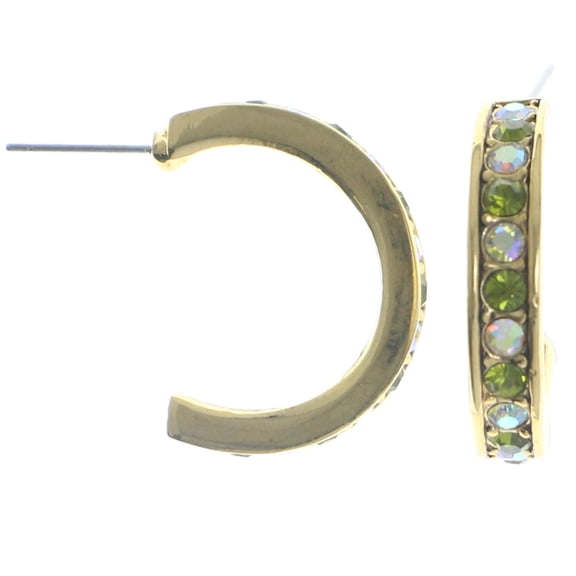 Mi Amore AB Finish Hoop-Earrings Gold-Tone/Green