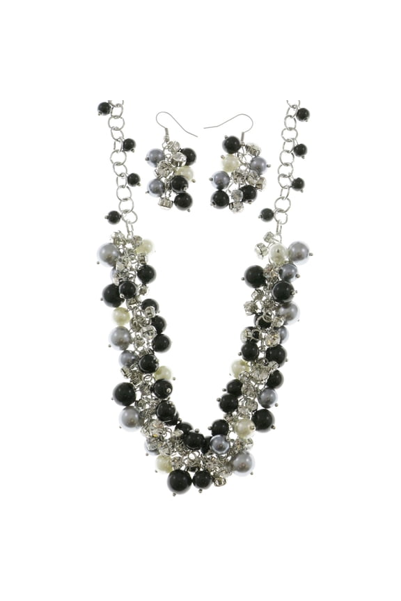 Adjustable Necklace-Earring-Set Multicolor/Silver-Tone