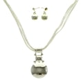 thumbnail image 1 of Mi Amore Adjustable Necklace-Earring-Set Silver-Tone/White, 1 of 3