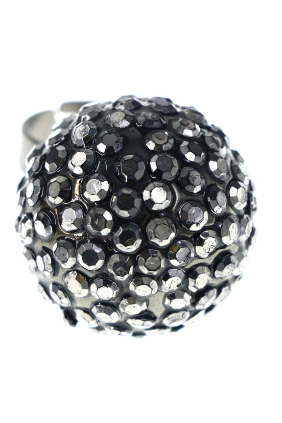 Adjustable-Ring Black/Silver-Tone Size: Adjustable