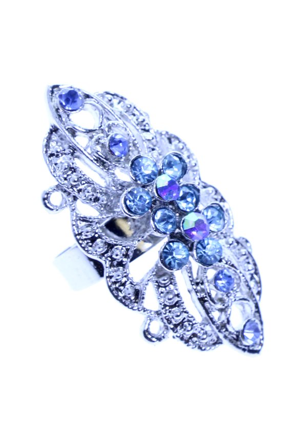 Adjustable-Ring Silver-Tone/Blue Size: Adjustable