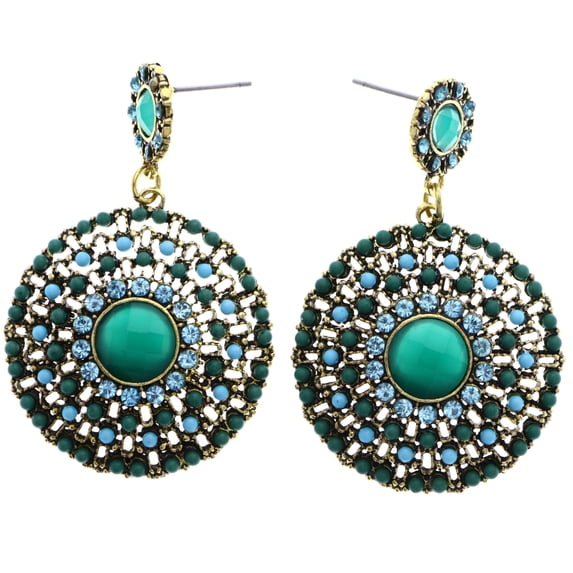 Mi Amore Antiqued Drop-Dangle-Earrings Blue/Green