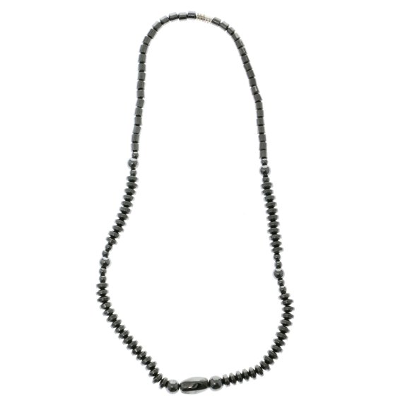 Mi Amore Beaded Hematite Necklace With Disc Shaped Beads HN013
