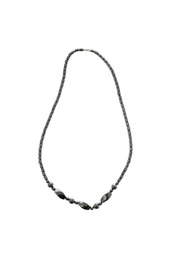 Beaded Hematite Necklace With Larger Bead Accents HN012