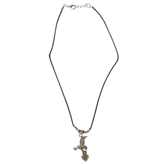 Mi Amore Bird Snake Pendant-Necklace Silver-Tone & Black