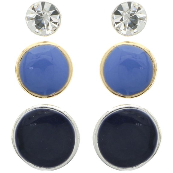 Mi Amore Blue Multiple-Earring-Set Silver-Tone/Gold-Tone