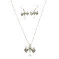 thumbnail image 1 of Mi Amore Bow Necklace-Earring-Set Silver-Tone, 1 of 3