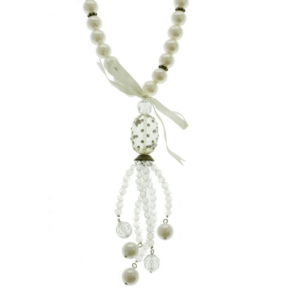 Mi Amore Bow Statement-Necklace White/Clear